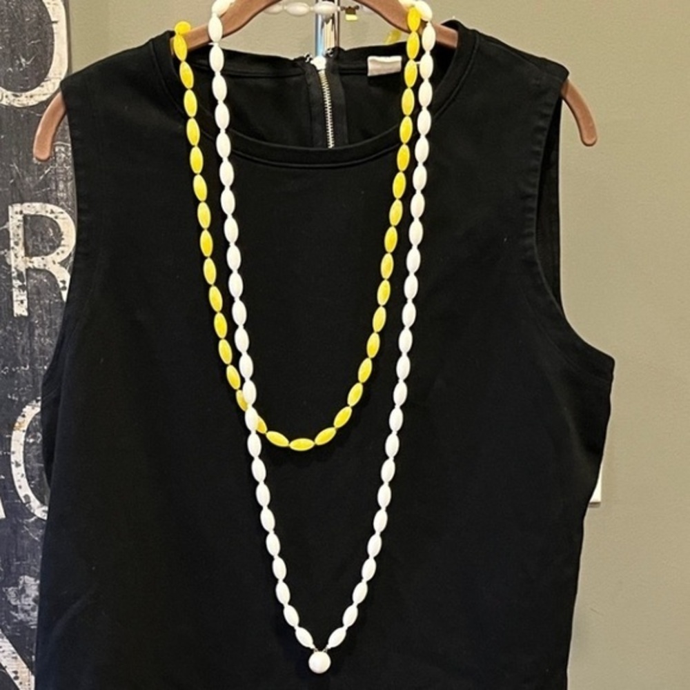 🦌🥑Long Two-Strand Beaded Necklace – Yellow and White